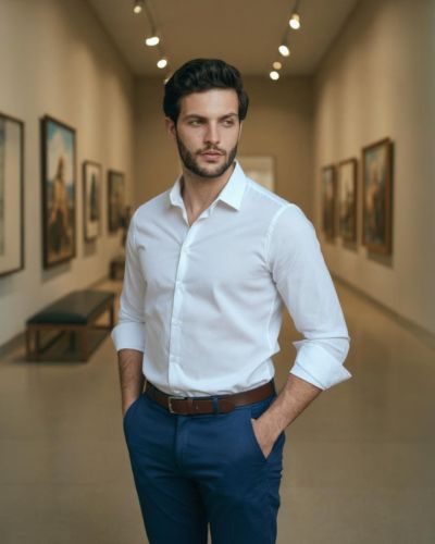 Camisa de cuello italiano vestir STS